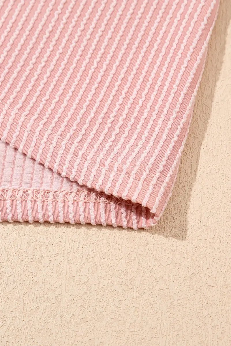 Blossom Corded Knit Crew Neck Puff Sleeve Mini Dress - Love Salve